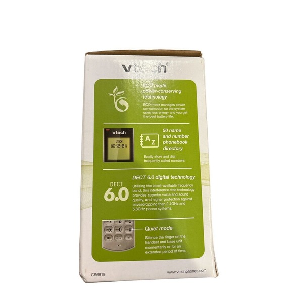 Vtech DECT 6.0 Cordless Phone System w/ Caller ID Telephone CS6919 SILVER - Picture 2 of 7